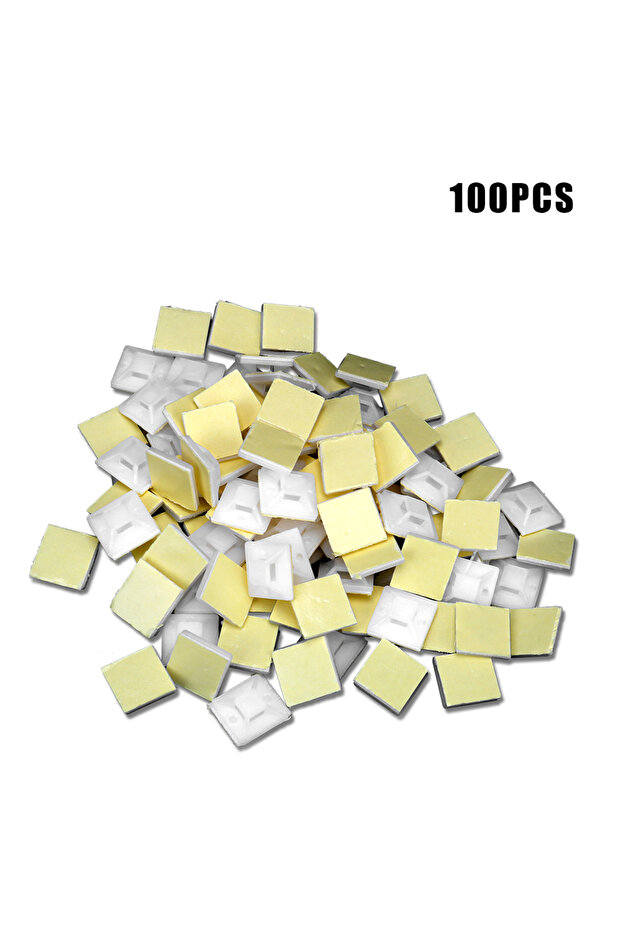 مشابك تثبيت ذاتية اللصق من WHITE، 100 قطعة، سلك تثبيت على الحائط، 2 سم × 2 سم، كابل T