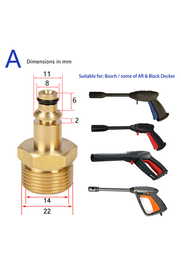 For Bosch High Pressure Car Washer Hose Connector Converter M22 Thread for AR Patriot Daewoo Lavor B