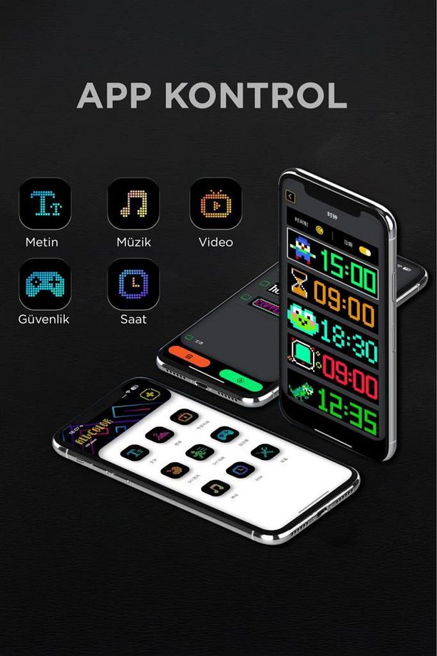 RP937 LED Matrix Panel 16x64cm Telefon Kontrollü Kayar LED Animasyon Aydınlatma - 3