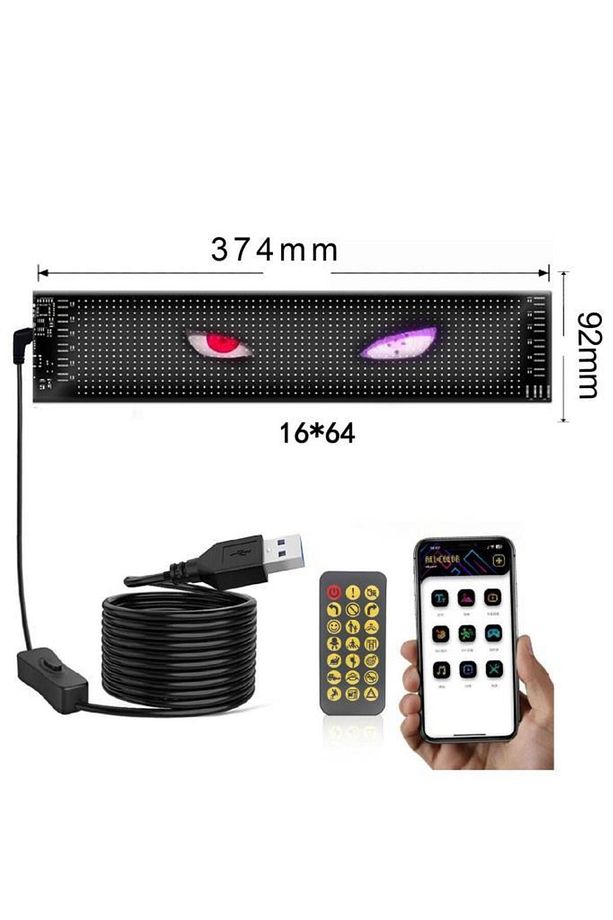 RP937 LED Matrix Panel 16x64cm Telefon Kontrollü Kayar LED Animasyon Aydınlatma - 5