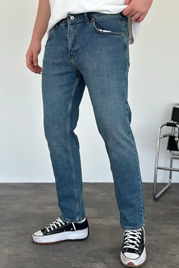 Men's Regular Fit Lycra Stretchy Blue Jean Jeans Pants Ke-673