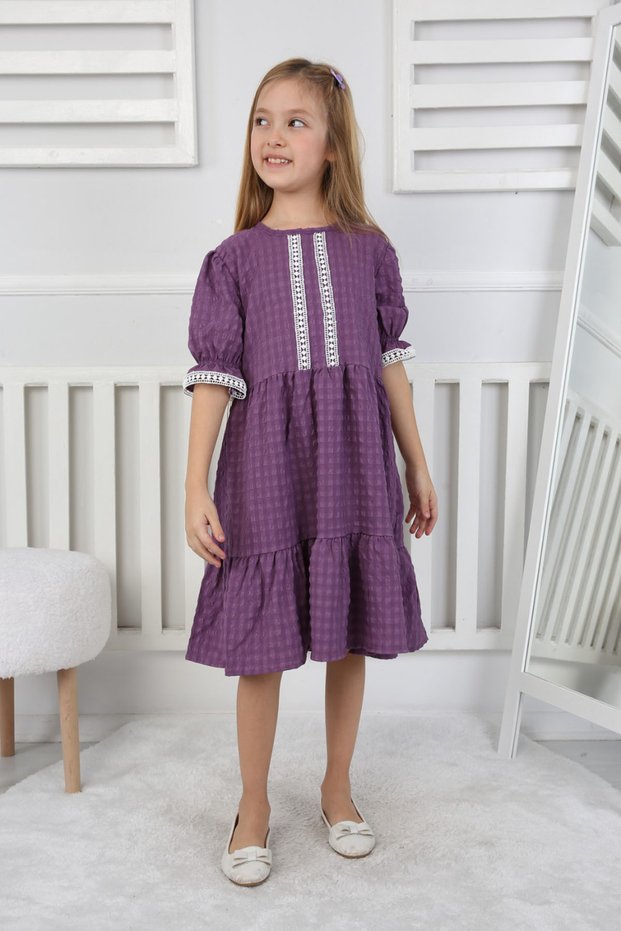 Seersucker Fabric Girl's Dress