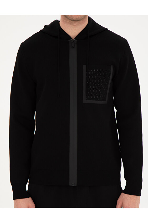 Siyah Regular Fit Yün Karışımlı Triko Hırka 50296463-VR046 - 6