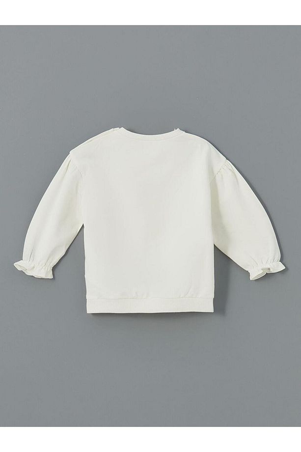 LCW baby Bisiklet Yaka Kiraz Baskılı Kız Bebek Sweatshirt ve Tayt 2'li - 4