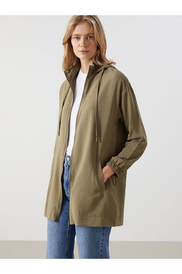LCW Modest Kapüşonlu Düz Oversize Kadın Tunik - 1