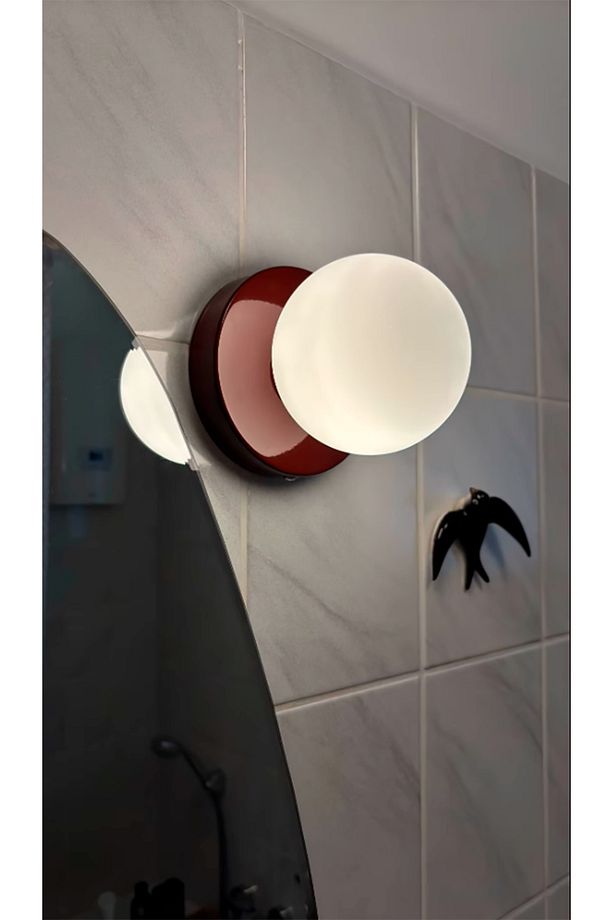 Modern Opal Camlı Glop Karpuz Krem Bordo Aplik Avize - 1