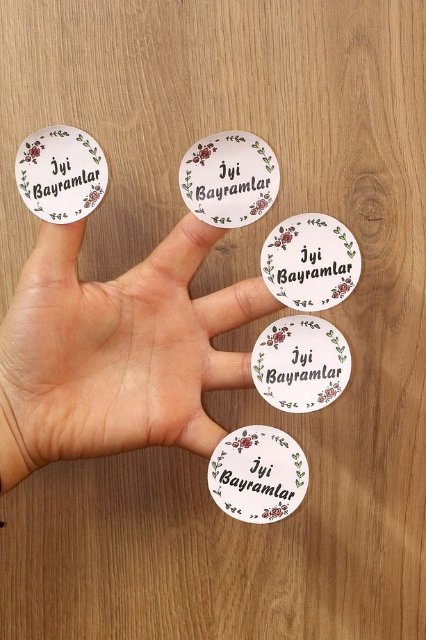 iyi Bayramlar Baskılı Etiket /Ramazan Bayram Etiketi  (4,5 Cm 70 Adet) - 2