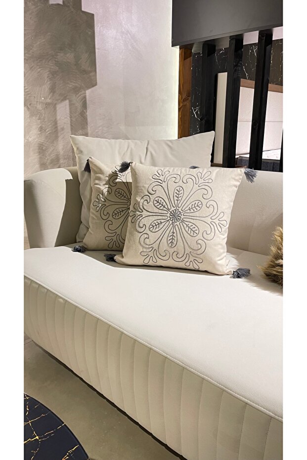 Buldan Embroidered Cushion Cover, 1 Piece, 43x43cm