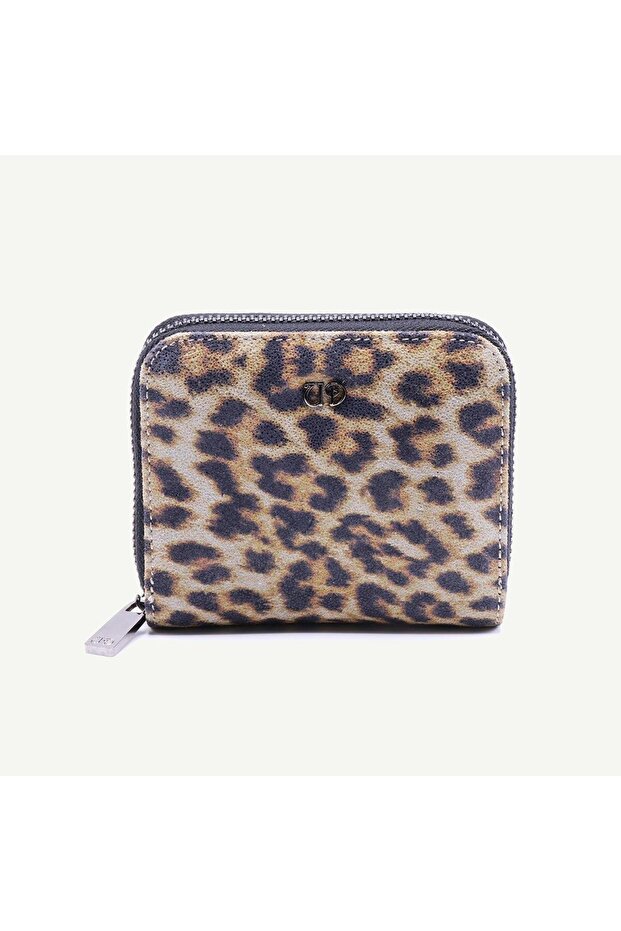 Uderra Women's Genuine Leather Sand Color Leopard Mini Wallet - S1Kc0116