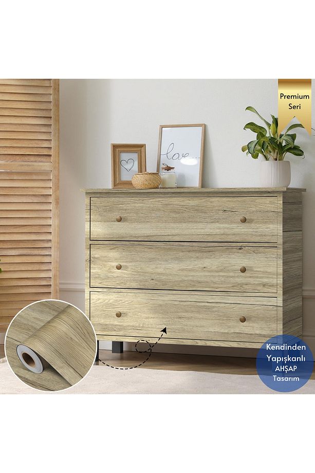 60×300cm Kendinden Yapışkanlı Doğal Ahşap Dokulu Kaplama Kağıdı Mutfak Dolap Masa Duvar - 2