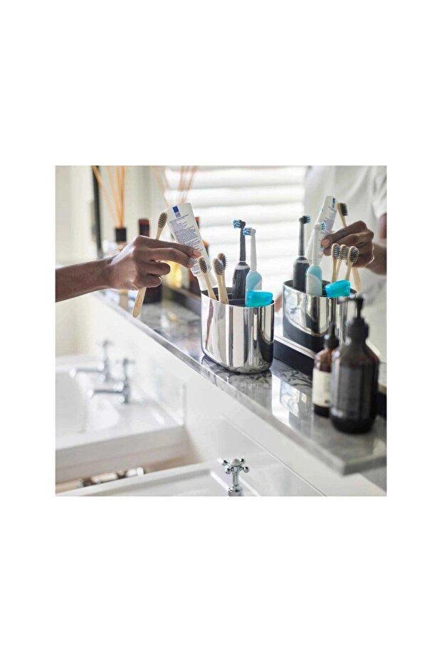 JJ EasyStore Luxe Büyük Diş Fırçalık Caddy (Çelik) - 3