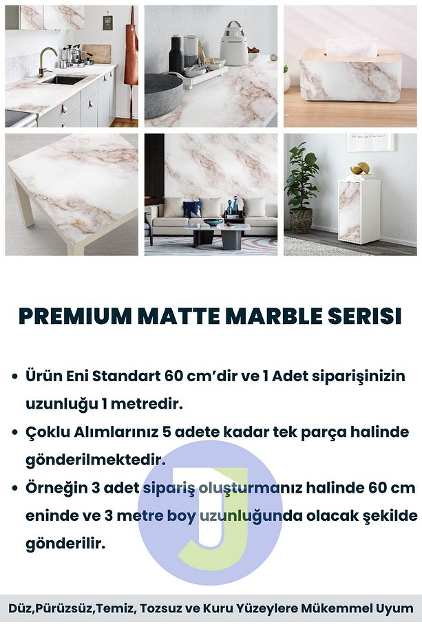 Kendinden yapışkanlı Mermer Desen Folyo Mutfak Banyo Tezgah Duvar Kaplama 60cmX100cm - 8