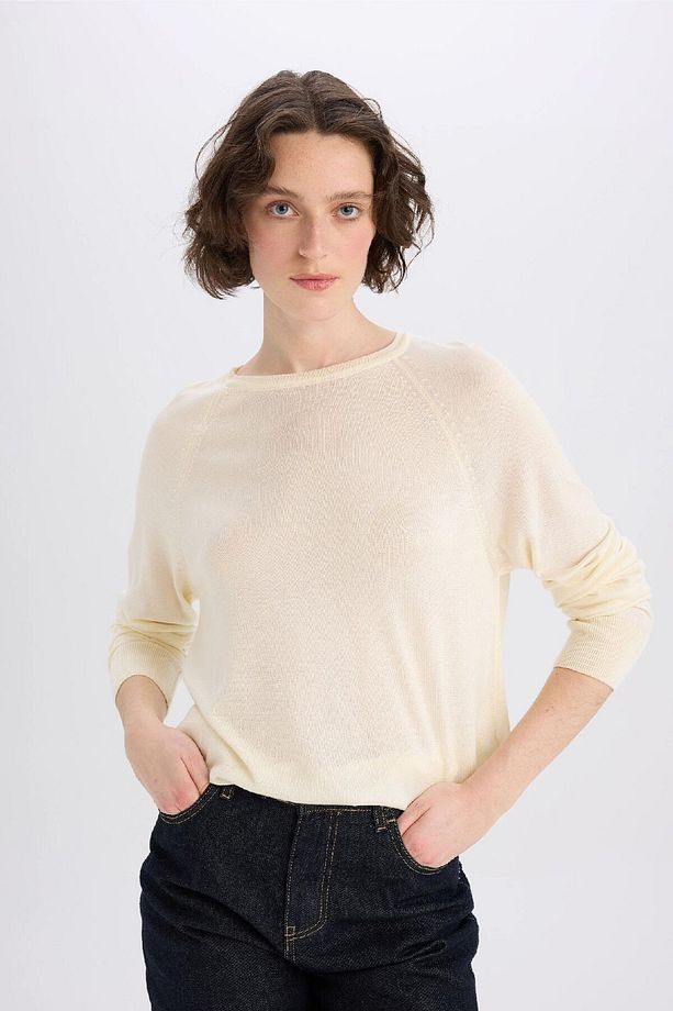 Regular Fit Bisiklet Yaka Basic Düz Triko Kazak D6281AX25SP - 4