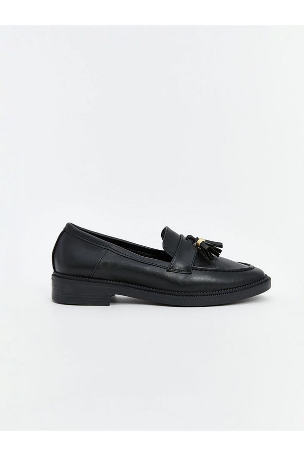 LCW STEPS Siyah Deri Görünümlü Kadın Loafer Ayakkabı - 3