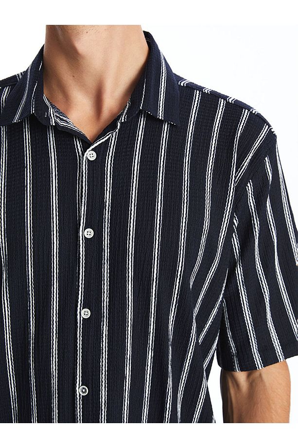 LCW Vision Regular Fit Kısa Kollu Çizgili Erkek Gömlek - 3
