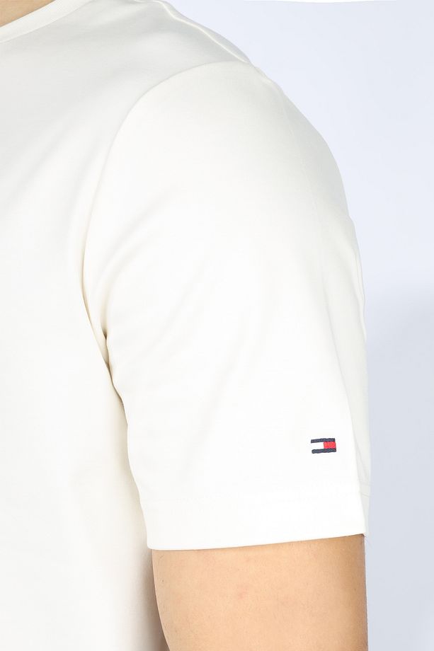 Erkek Regular Fit Yuvarlak Yaka Önü İşeleme Desenli Kısa Kollu Sarı T-Shirt MW0MW37441-Z00 - 3