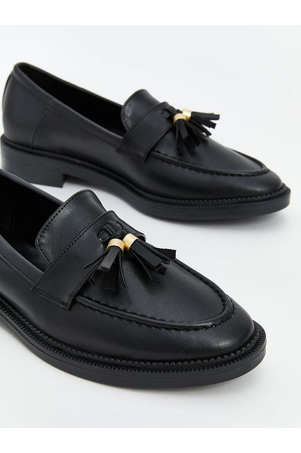 LCW STEPS Siyah Deri Görünümlü Kadın Loafer Ayakkabı - 4