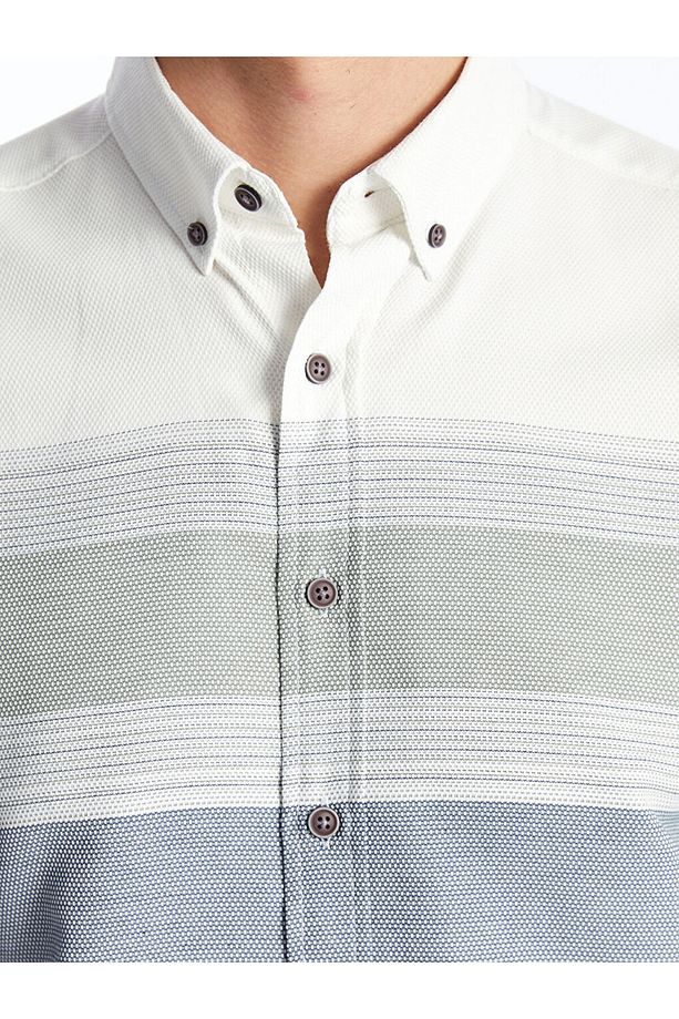 LCWAIKIKI Classic Regular Fit Uzun Kollu Çizgili Erkek Gömlek - 3