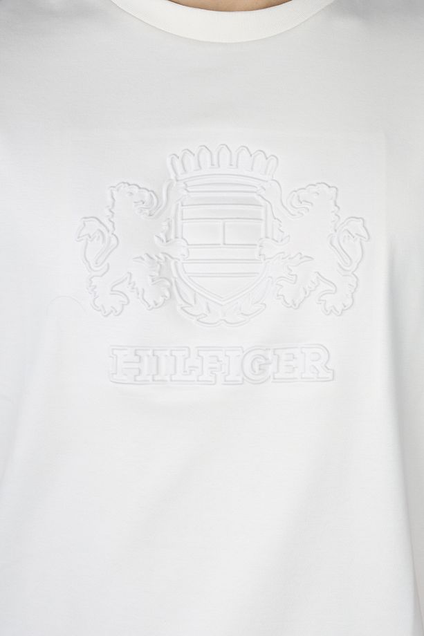 Erkek Regular Fit Yuvarlak Yaka Önü İşeleme Desenli Kısa Kollu Sarı T-Shirt MW0MW37441-Z00 - 4
