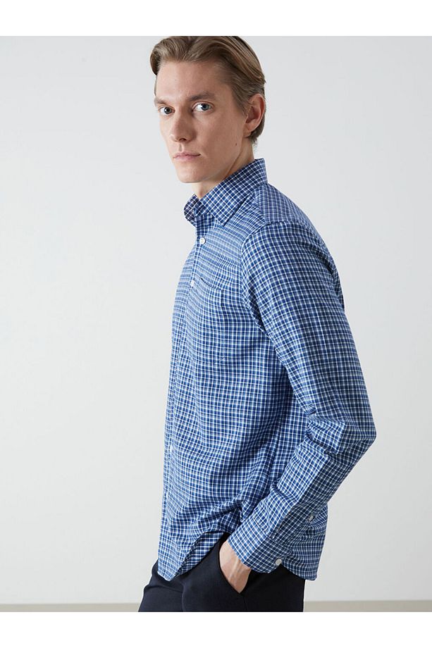 LCWAIKIKI Formal Regular Fit Uzun Kollu Ekose Gabardin Erkek Gömlek - 1