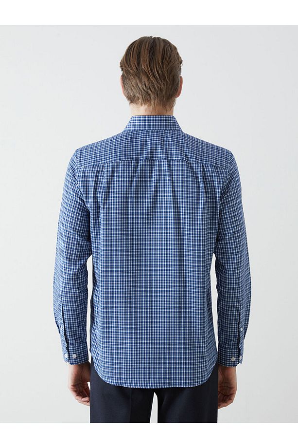 LCWAIKIKI Formal Regular Fit Uzun Kollu Ekose Gabardin Erkek Gömlek - 4