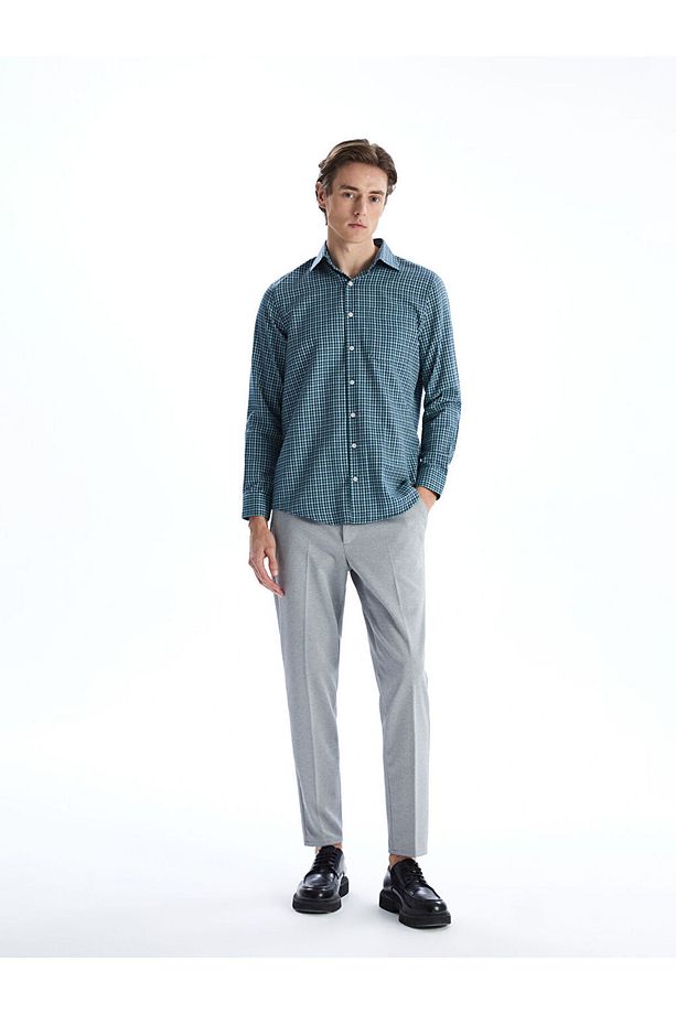 LCWAIKIKI Formal Regular Fit Uzun Kollu Ekose Gabardin Erkek Gömlek - 2