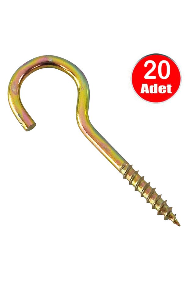 Piton 20*80 Çengel 5cm Vidalı Askı Eğri Se Demir Duy Kanca -20 Adet - 1