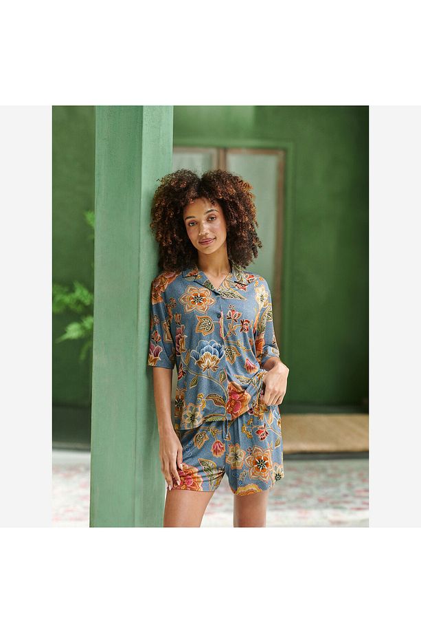 Flora Mavi Viscose Bluz - 5