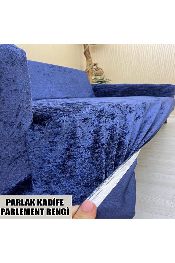 PARLAK KADİFE KUMAŞ 2 ADET ÜÇLÜ & ÇEKYAT- 2 ADET TEKLİ SET KOLTUK KILIFI - 6
