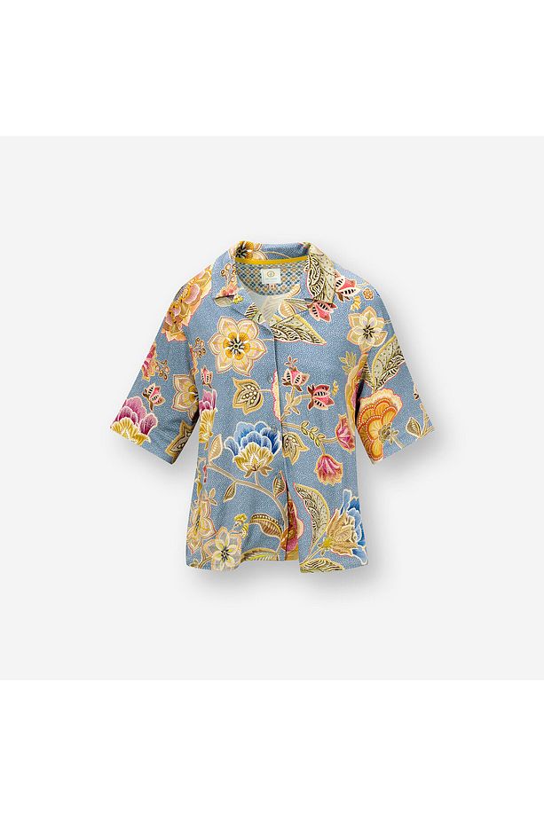 Flora Mavi Viscose Bluz - 1