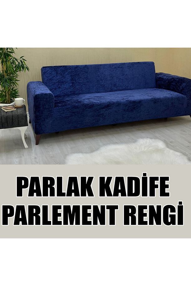 PARLAK KADİFE KUMAŞ 2 ADET ÜÇLÜ & ÇEKYAT- 2 ADET TEKLİ SET KOLTUK KILIFI - 3