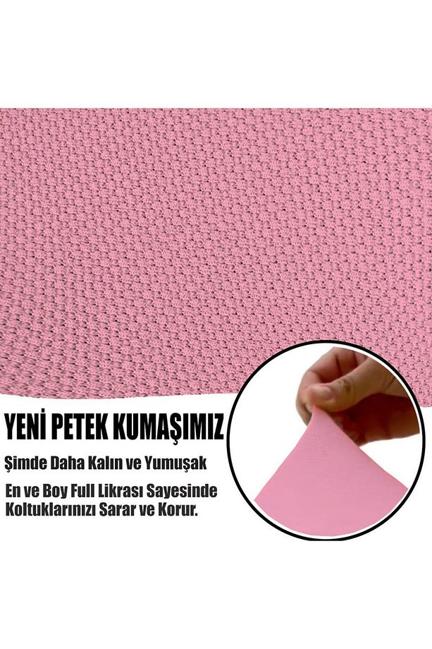 YENİ MİKRO PETEK KUMAŞ RENK KOMBİNLİ 2 ADET ÜÇLÜ-2 ADET TEKLİ KOLTUK KILIFI SETİ - 5