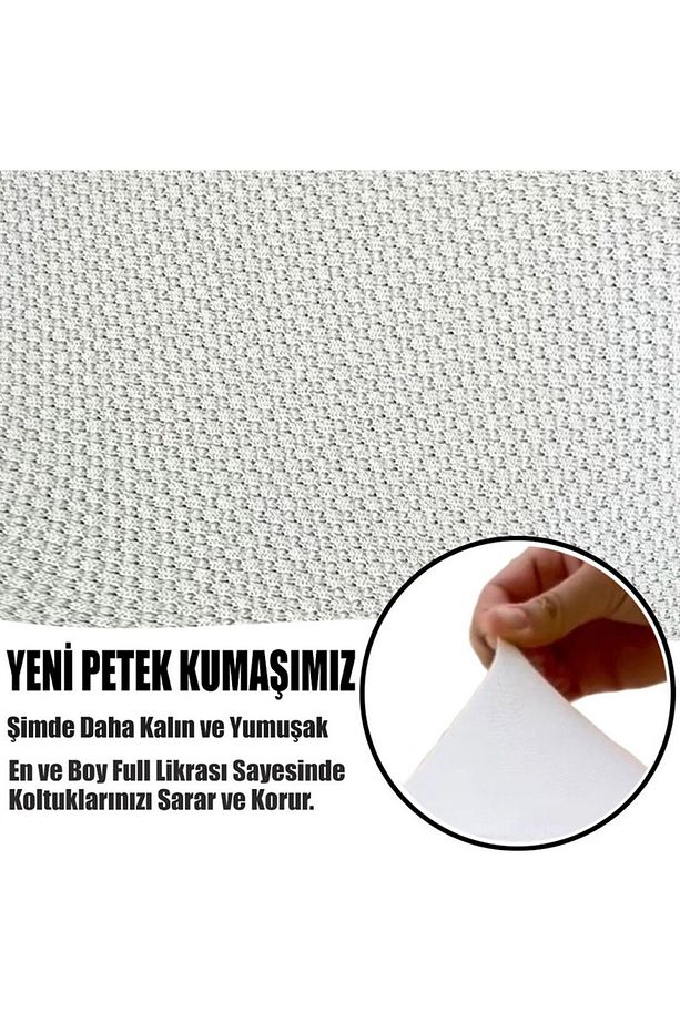 YENİ MİKRO PETEK KUMAŞ RENK KOMBİNLİ 2 ADET ÜÇLÜ-2 ADET TEKLİ KOLTUK KILIFI SETİ - 7