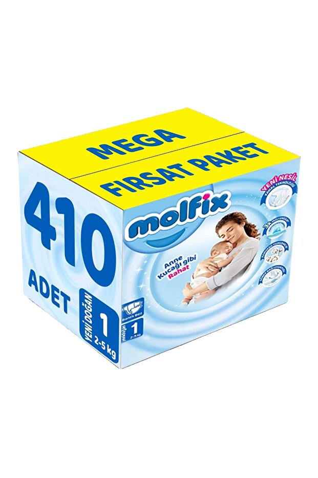 Baby Diaper Size:1 (2-5kg) Newborn 410 Pieces Mega Fırsat Pk