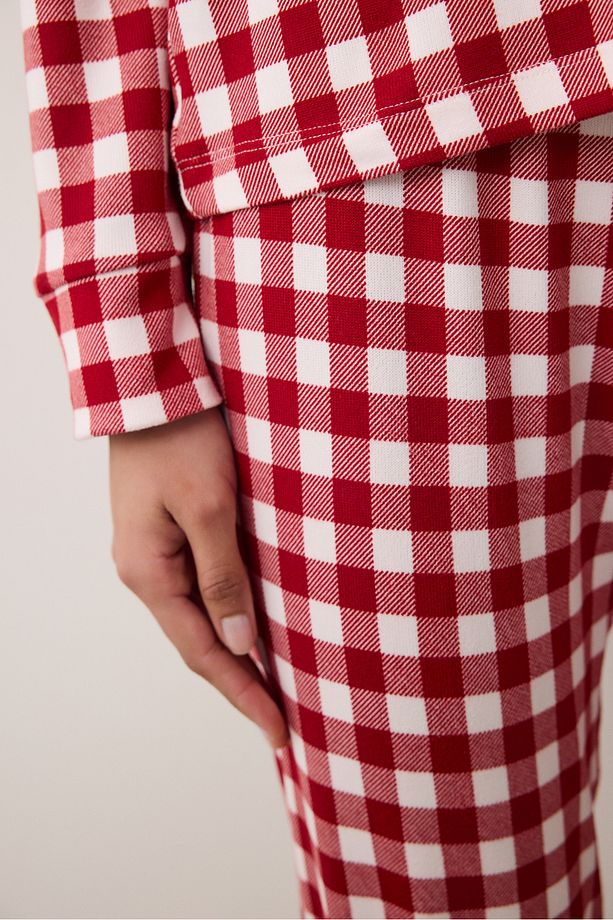 Red Gingham Kırmızı Pijama Takımı - 5