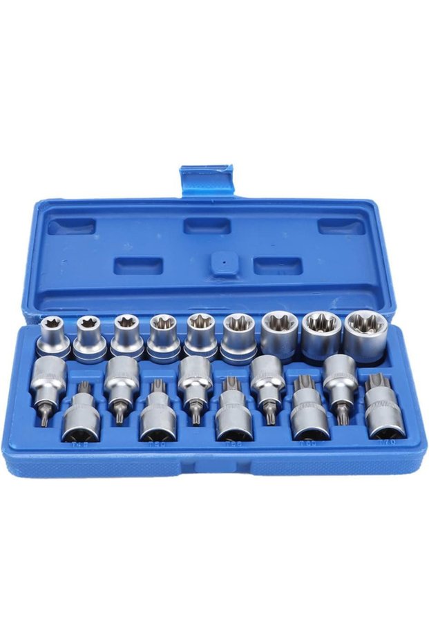 19 Pieces 1/2 Torx and E Socket Set - T20-T25-T27-T30-T40-T45-T50-T55-T60-T70