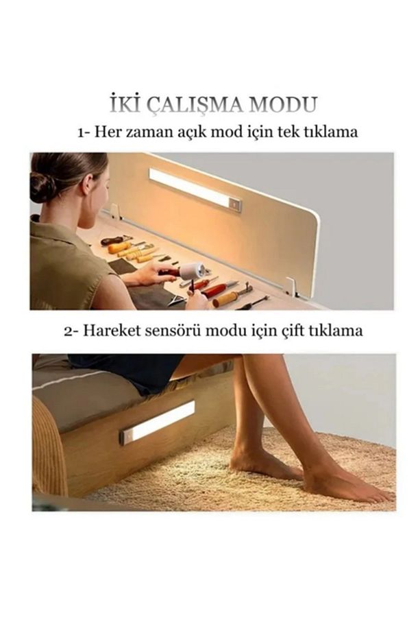 10W Led'li Mutfak ve Dolap İçi 3 Renk Mod'lu USB Şarjlı Sensörlü Armatür - 2