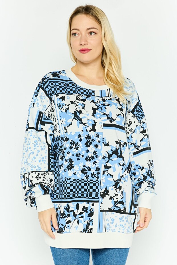 Women Crew Neck Long Sleeve Floral Sweatshirt, Multicolor