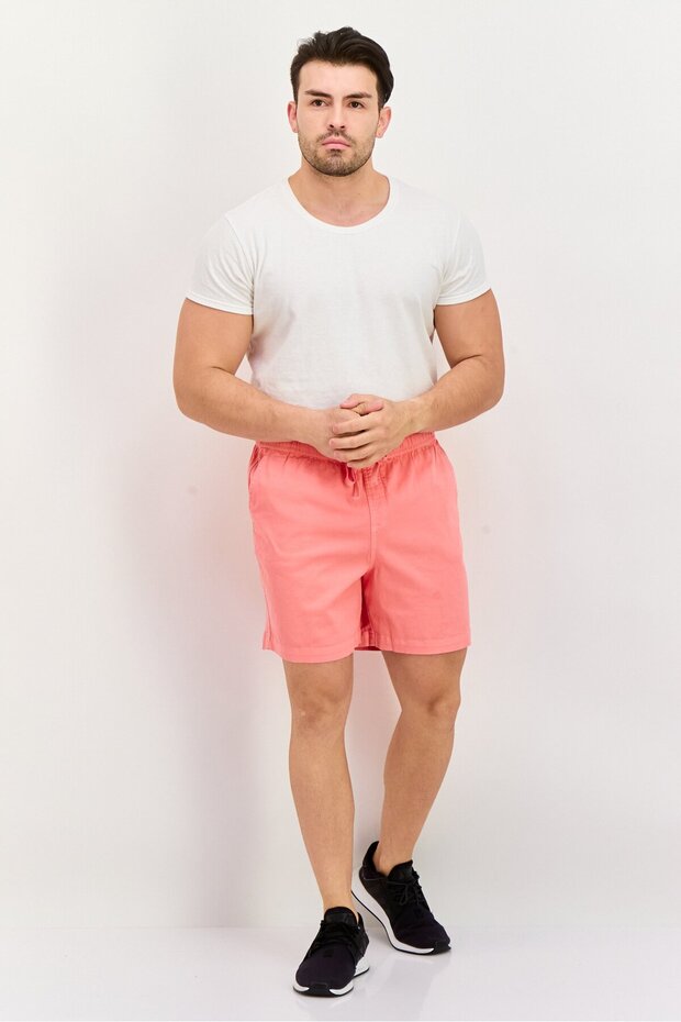 Men Plain Basic Shorts, Coral - 4