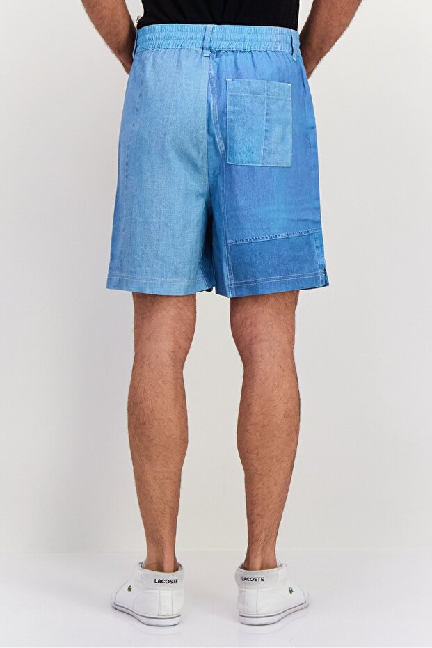Men Solid Light Denim Short, Blue - 2