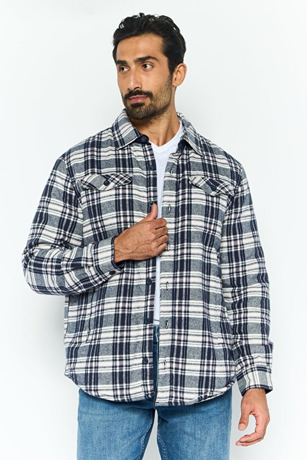 قميص رجالي منقوش، زيتوني - 1