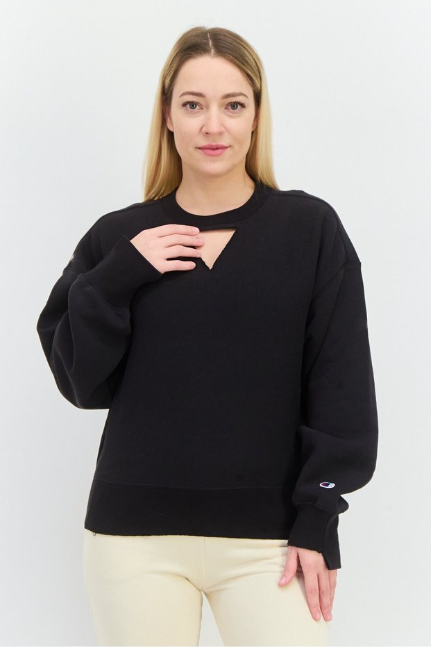 Women Sportswear Fit Long Sleeves Outdoor Sweatshirt, Black