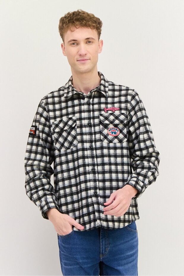 قميص جاكيت منقوش للرجال، متعدد الألوان - 1