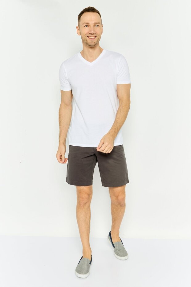 شورت تشينو سادة للرجال، رمادي غامق - 4