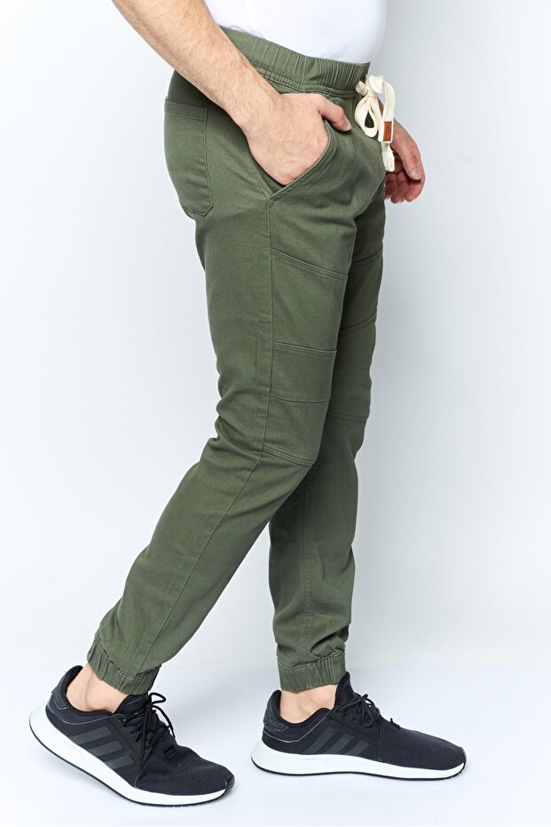 بنطال رياضي رجالي بقصّة عادية ورباط، زيتوني - 3