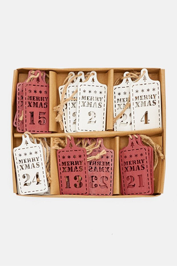 Christmas Countdown Advent calendar Tag, Red