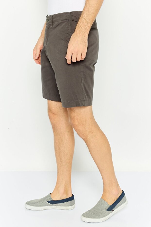 شورت تشينو سادة للرجال، رمادي غامق - 3