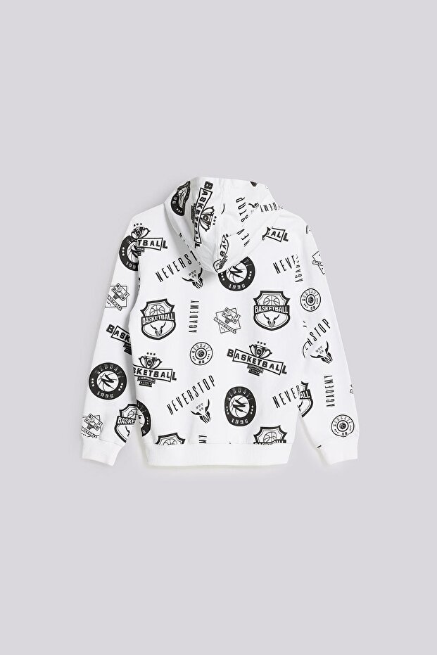 سويت شيرت أبيض منقوش للأولاد - 6