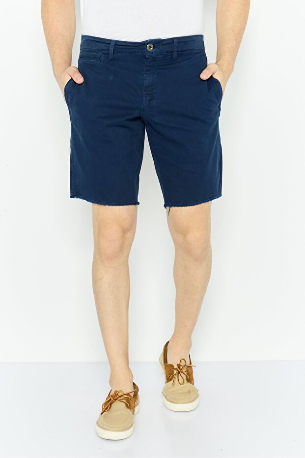 Men Plain Chino Shorts, Navy