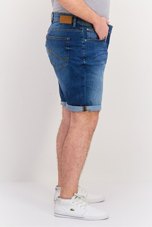 شورت جينز رجالي سادة، أزرق - 2